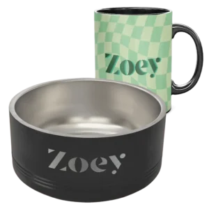 Pet Bowl and Matching Coffee Mug - Checkered