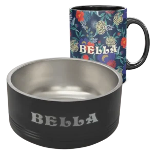 Pet Bowl and Matching Coffee Mug - Floral