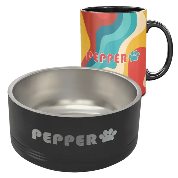 Pet Bowl and Matching Coffee Mug - Retro