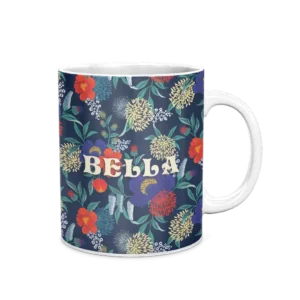 Personalized White Coffee Mug, 11oz - Floral