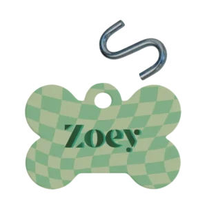 Personalized Bone Pet Tag - Checkered
