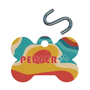 Personalized Bone Pet Tag - Retro