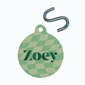 Personalized Circle Pet Tag - Checkered