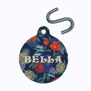 Personalized Circle Pet Tag - Floral