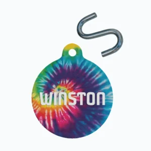 Personalized Circle Pet Tag - Tiedye
