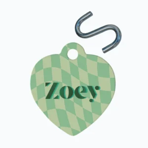 Personalized Heart Pet Tag - Checkered