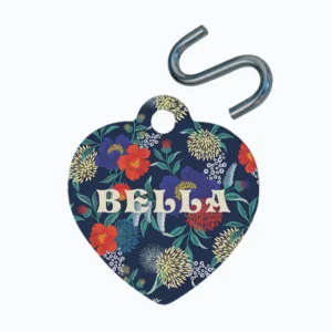 Personalized Heart Pet Tag - Floral