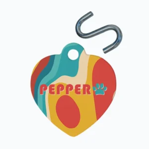 Personalized Heart Pet Tag - Retro