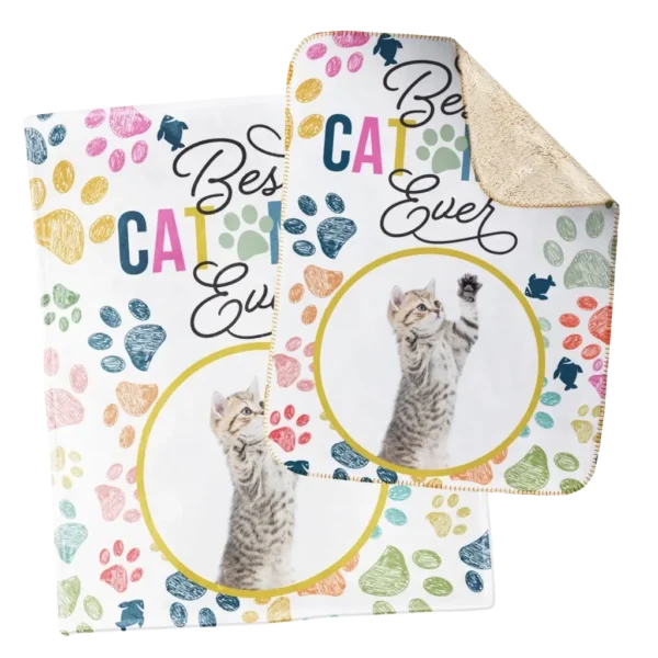 Personalized Blanket and Matching Pet Blanket - Colorful (Cat)