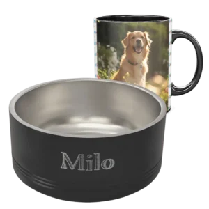 Pet Bowl and Matching 11oz Black Coffee Mug - Pattern
