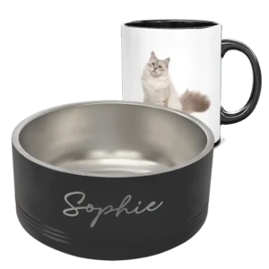 Pet Bowl and Matching 11oz Black Coffee Mugt - Sophie