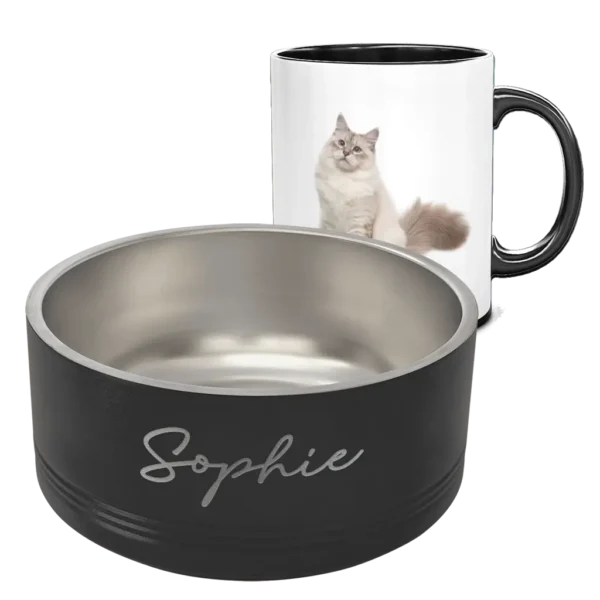 Pet Bowl and Matching 11oz Black Coffee Mugt - Sophie