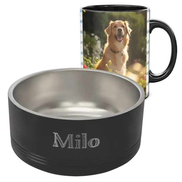 Pet Bowl and Matching 15oz Black Coffee Mug - Pattern