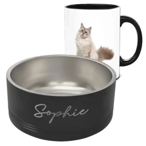 Pet Bowl and Matching 15oz Black Coffee Mug - Sophie
