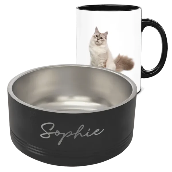 Pet Bowl and Matching 15oz Black Coffee Mug - Sophie