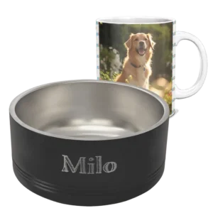 Pet Bowl and Matching 11oz White Coffee Mug - Pattern