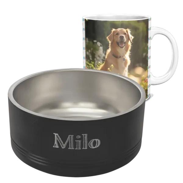 Pet Bowl and Matching 11oz White Coffee Mug - Pattern