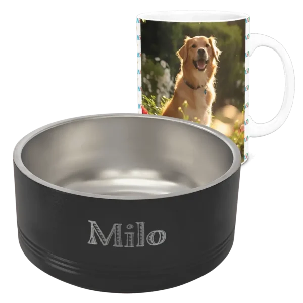 Pet Bowl and Matching 15oz White Coffee Mug - Pattern