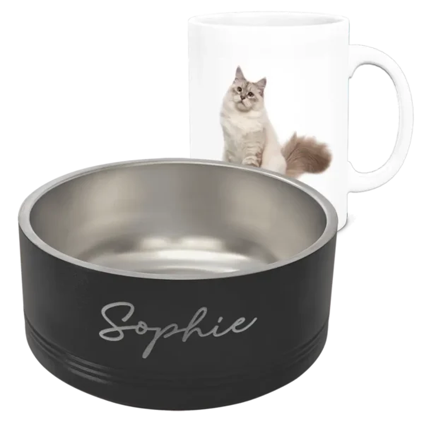 Pet Bowl and Matching 15oz White Coffee Mug - Sophie