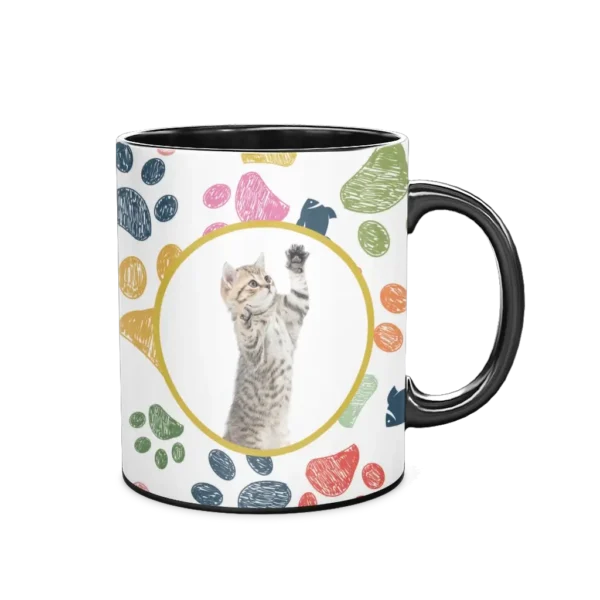 Personalized White Coffee Mug, 11oz - Colorful (Cats) - Image 2