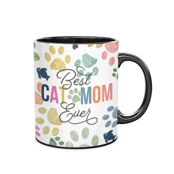 Personalized Black Coffee Mug, 11oz - Colorful (Cats)