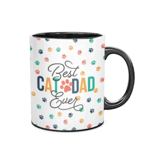 Personalized Black Coffee Mug, 11oz - Cat Paws