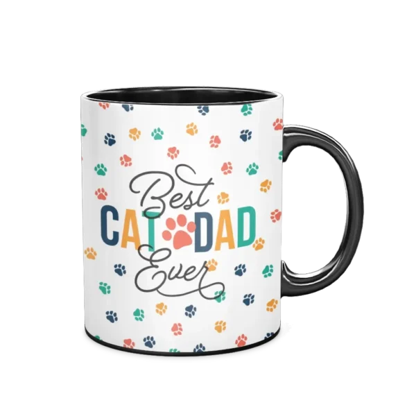 Personalized Black Coffee Mug, 11oz - Cat Paws