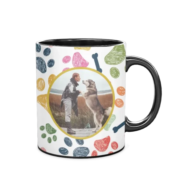 Personalized Black Coffee Mug, 11oz - Colorful (Dogs) - Image 2