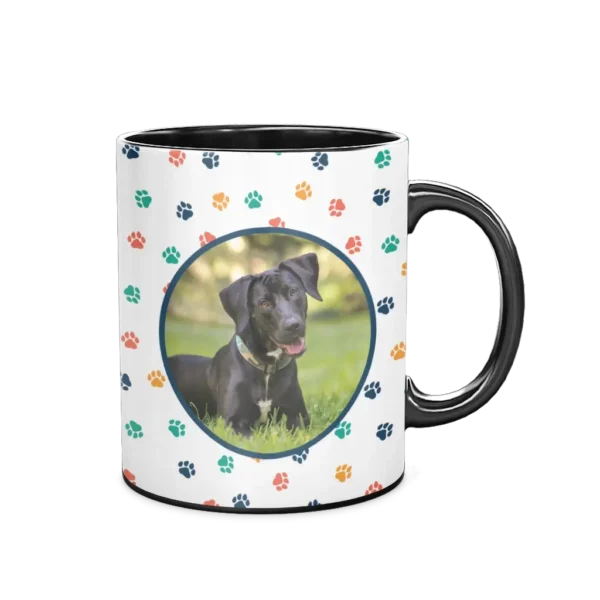 Personalized Black Coffee Mug, 11oz - Dog Paws - Image 2