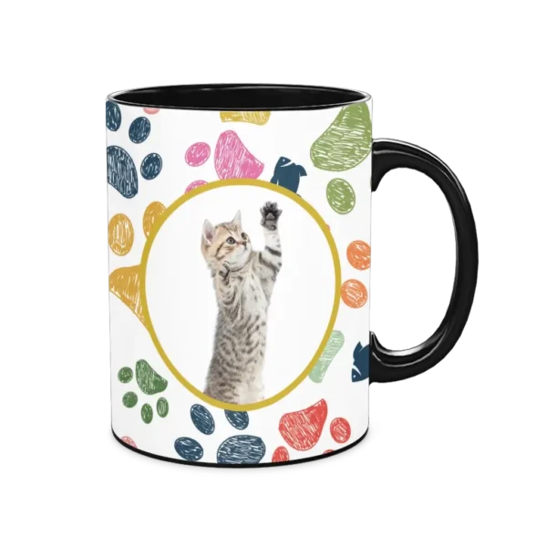 Personalized Black Coffee Mug, 15oz - Colorful (Cats) - Image 2