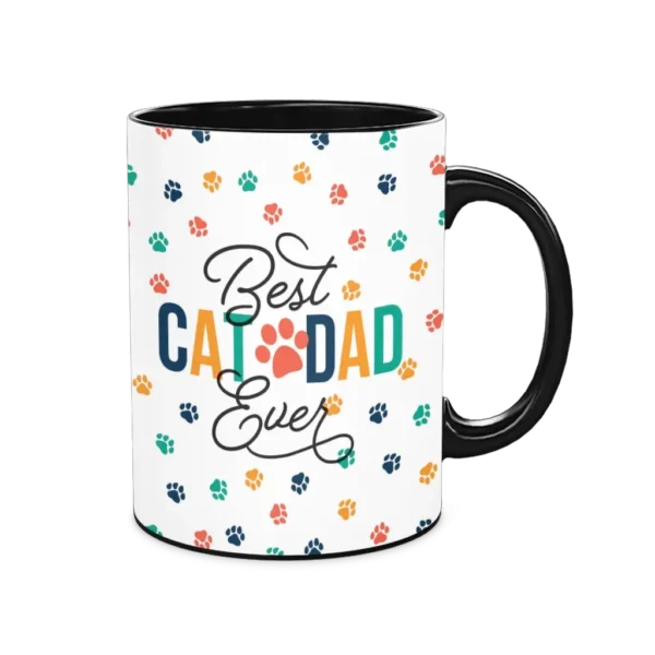 Personalized Black Coffee Mug, 15oz - Cat Paws