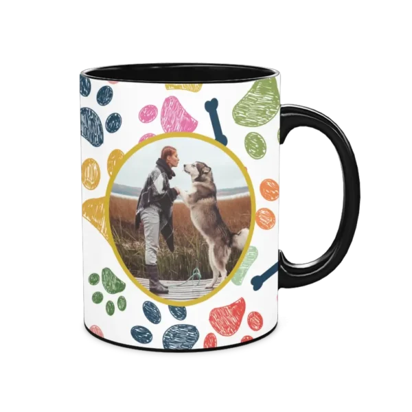 Personalized Black Coffee Mug, 15oz - Colorful (Dogs) - Image 2