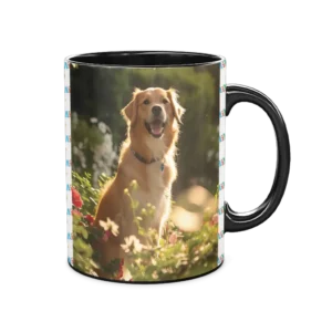 Personalized Black Coffee Mug, 15oz - Pattern