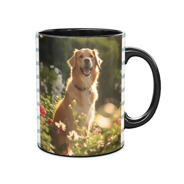 Personalized Black Coffee Mug, 15oz - Pattern