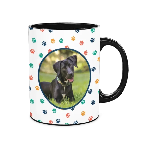 Personalized Black Coffee Mug, 15oz - Dog Paws - Image 2