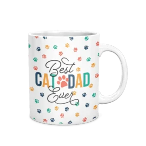 Personalized White Coffee Mug, 11oz - Cat Paws