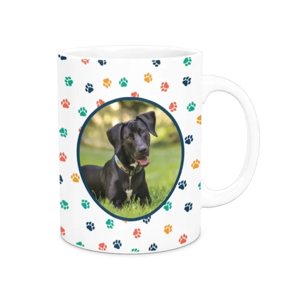 Personalized White Coffee Mug, 15oz - Dog Paws - Image 2